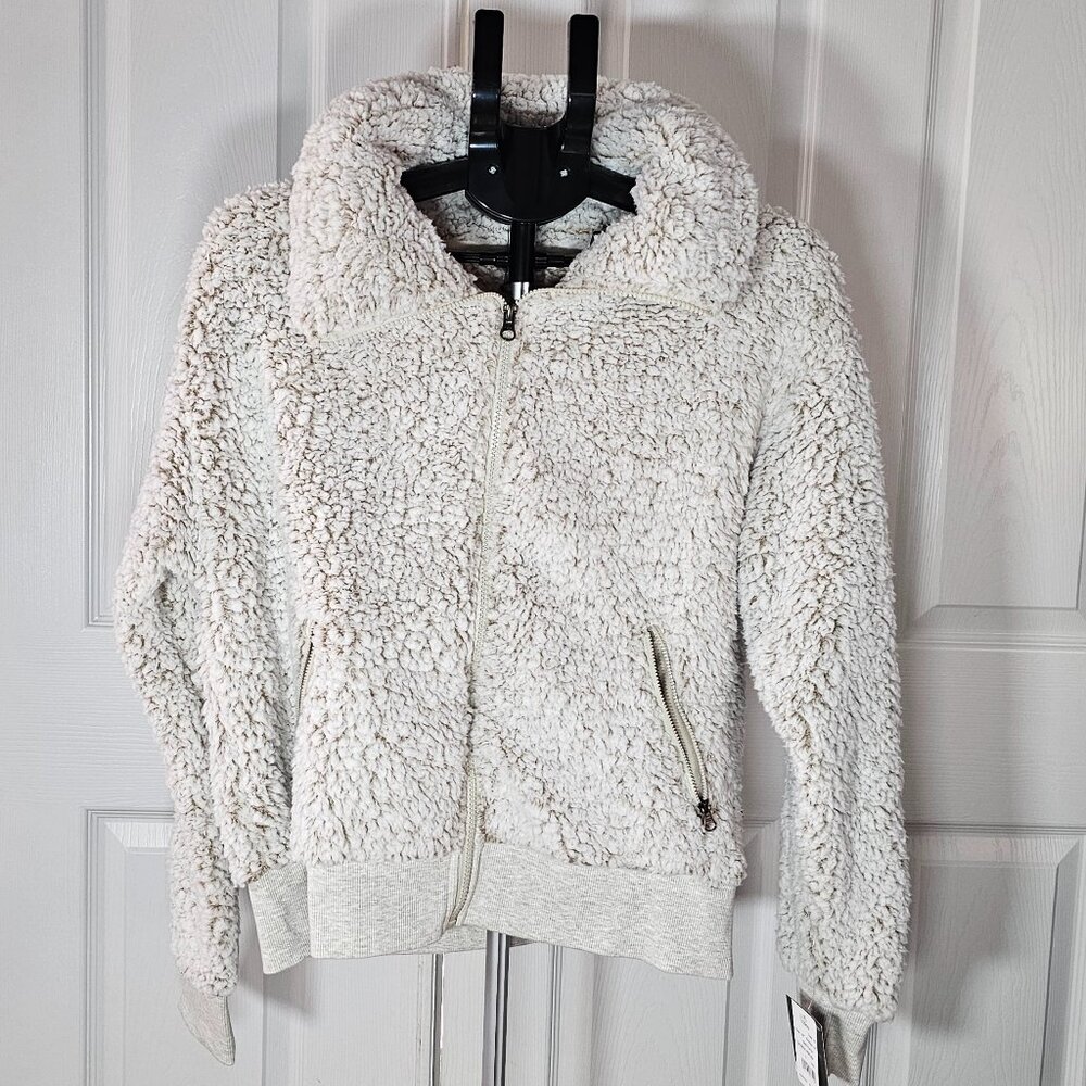 Eddie Bauer Womens Oatmeal Heather Full Zip Sherpa Jacket Large